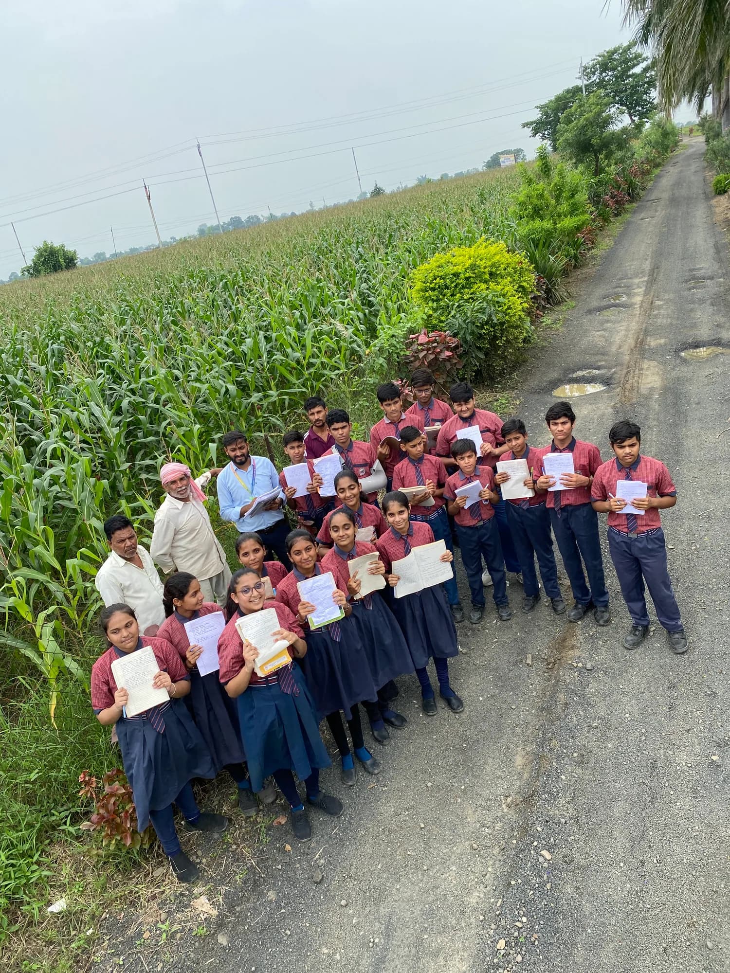 Sanskar Academy students documenting observations during field learning